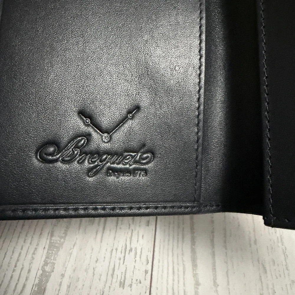 Breguet Folded Card Wallet Black Leather Bifold